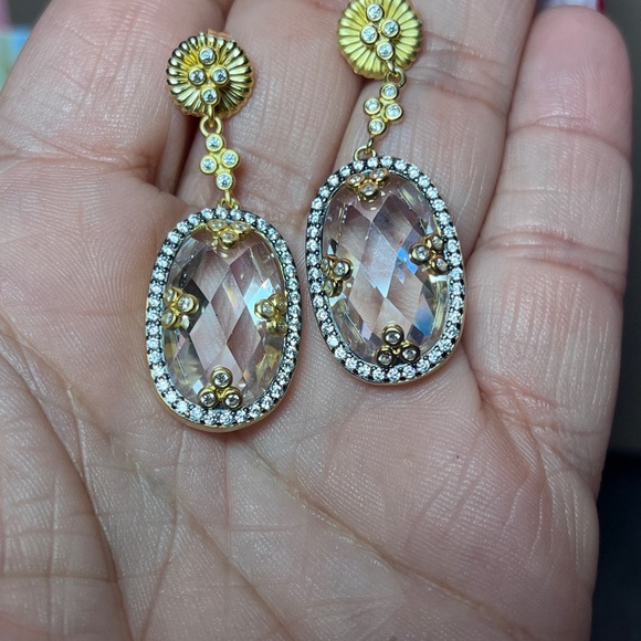 Freida Rothman Gold and Silver CZ Earrings - Picture 3 of 3